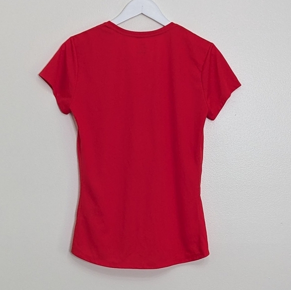 Nike Shirt Women Medium Red Running Short Sleeve - Picture 9 of 9